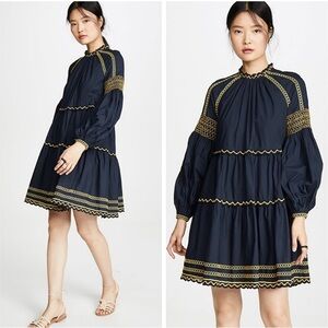 Ulla Johnson August Dress Midnight Blue 2 Tiered Prairie Flowy New with Tag NWT!